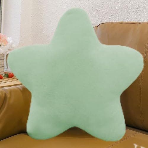 AQCQDQ Kuschelkissen Kinder, Sternkissen, Kissen Stern Kinderzimmer, Weiche Flauschiges Sternform Dekokissen für Mädchen und Jungen (Grün,30 cm)
