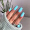 SXVME Matte Blue False Nails Short Medium Square, Gel Press on Nails Coffin Medium Fake Nails Set Solid Color Acrylic Nail Natural Fit Reusable Stick on Nail for Women Daily Wear, in 24 Pcs
