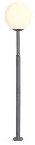 Esotec Solar Wegeleuchte Solarkugel Standleuchte Liana 2m, FB, CCT 102437 | Solar Standleuchte, Kugel Ø30cm, Höhe 2m, CCT 3000–6500K, Fernbedienung, 100lm, Aluminium, Akku wechselbar, Schraubmontage