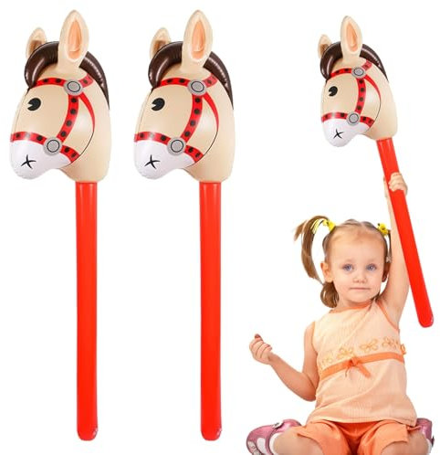 BinXiaoQin 2 Stück Aufblasbares Pferd,Pferdekopf Horse Aufblasbares,Steckenpferd Aufblasbar Kinder,Steckenpferd Basteln Ballon,Hobby Horsing Aufblasbares Horse Bastelset Rot