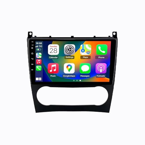 Android 13 2 DIN Pantalla Táctil Radio 9 Coche Pantalla para Mercedes Benz C Class W203 2005-2009 con Enlace Espejo/Navegación GPS/Radio FM/BT/Mandos Volante/Reproductor Multimedia(6G+128G)