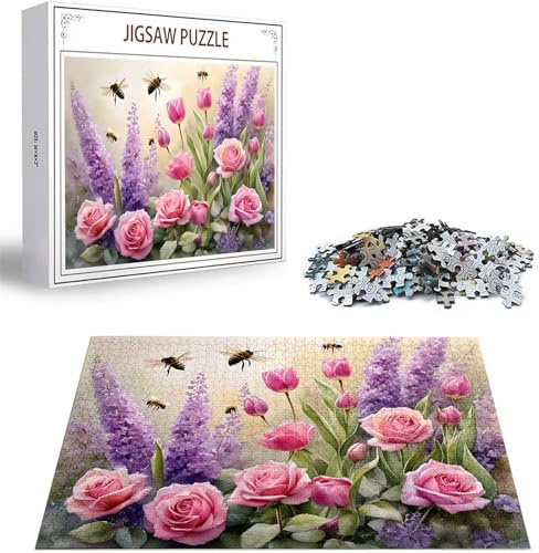 Jigsaw Puzzles for Adults 5000 Piece Jigsaw Puzzles for Adults. Puzzle Games Flower Wooden Puzzle Bee Jigsaws Game Difficult Challenge Premium Sustainable Jigsaws, Home Decor 61.42 x 41.34 inch D-248