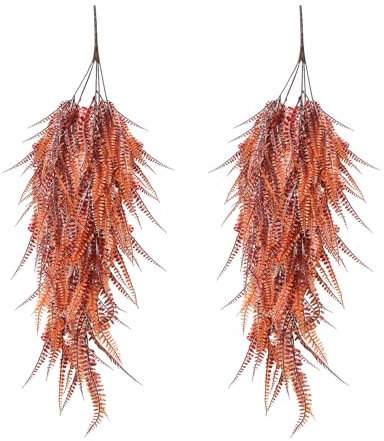 MIPIACE 2 Piezas Plantas Artificiales Colgantes 70cm Planta Colgante Artificial Guirnalda Flores Colgantes para Cocina Jardín Balcón Sala de Estar (Marrón)