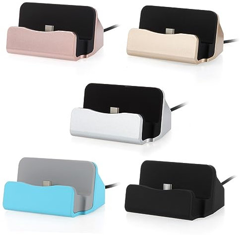 UTHCLO Station de Charge Bureau USB Type-c Chargeur Rapide et Support pour Smartphones et Compatible avec Pixel et Appareils Type-c Noir