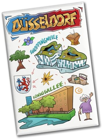 Düsseldorf Pop Art Comic Souvenir Souvenir Magnet - Königsallee Ideal als Souvenir Magnet und Dekomagnet für Pop-Art-Fans
