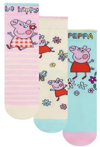 Peppa Pig Girls Socks, 3 Pack Multipack Kids Socks, Pack Of 3 Sock Set, Official Merchandise, Sizes Infant 0 To Adult 4