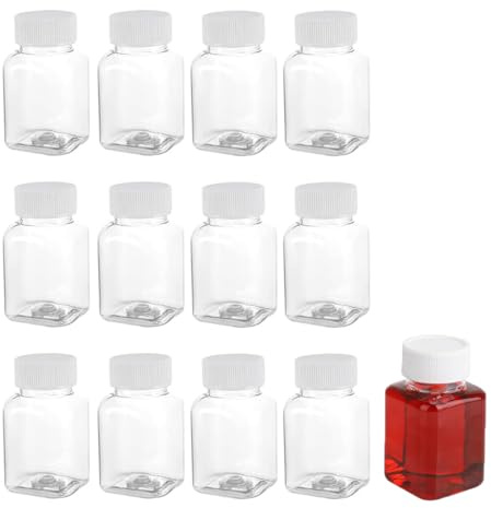 Ginger Shot Bottles, 50ml Leak-Proof Mini Shot Bottles, Transparent Reusable Juice Bottle for Storing Coffee, Smoothie, Milk & Juice Beverages (Transparent, 12 Pcs)