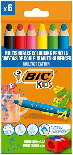Assorted BIC Buntstifte mit Spitzer, 6 Stück