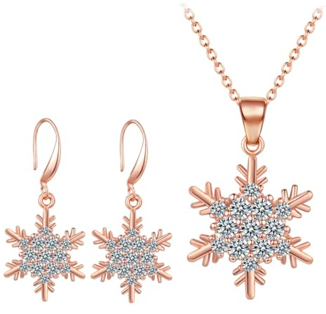 Healeved Boucles Oreilles Flocons Pour Femme Bijoux De Noël Collier Et Pendentif Décoratif Chic Pour Femmes