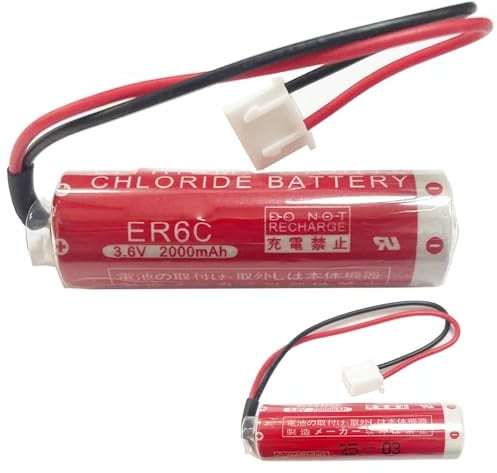 Aousavo 2000mAh ER6C(3.6V) ersatz akku ER6C Kompatibel mit Mitsubishi FX2N ER6C/ F2-40BL mit Kabel und Stecker FX1 FX2 FX FX2C F1 F1J F2 F-60M