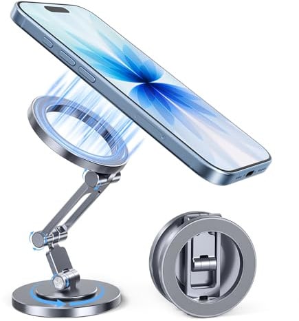 Itramax Dual Magnetic Handyhalter,360° Rotierbarer Mag/Safe iPhone Ständer | Doppelmagnets & Zinklegierung Auto Halter Verstellbarer für iPhone Air 17 Pro Max 16 Plus 15 14 13,Galaxy S25,Fitnessstudio