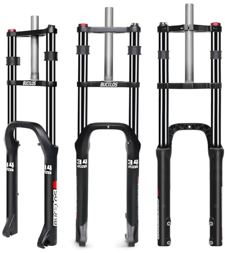 AEYINO 26 Inch Fat Bike Forks Ebike Suspension Fork 4Inch Fat Tire MTB | 180mm Travel 135mm Hub 9mm QR Double Crown 1-1/8 Straight Tube Front Fork Shock Absorber Accessories for Snow Beach Ebike
