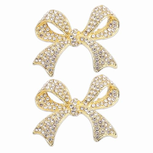 PATIKIL 2 Stück Strass Schleifen Brosche Vintage Brosche Mode Goldton | Elegante Kristall Funkelnde Schleife, Reversnadel Damen Hochzeitsparty Brautanzug Kleidung Hut Schmuck Geschenk