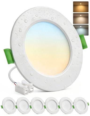 BOJIM LED Spots 230V Flach für Bad, Einbaustrahler 68mm - 80mm Lochmaß, Warmweiß Neutralweiß Kaltweiß, Deckenspots 5W, Einbauleuchten IP44 Wasserdicht, für Küche Wohnzimmer, 6er Set