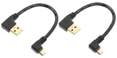 DIKACA 2 piezas Cable Micro USB Grados Adaptador Carga y Datos con Conectores Chapados Cable Corto para Transferencia y Sincronización Compatible con Dispositivos Micro USB