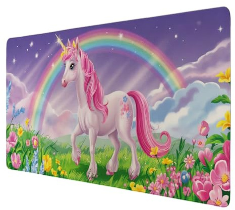 speecheese Schreibtischunterlage 89x40cm XXL Mauspad Einhorn Fantasievolle | in Fantasielandschaft für Einhorn-Fans Tischdeko für Kinderzimmer & Büro
