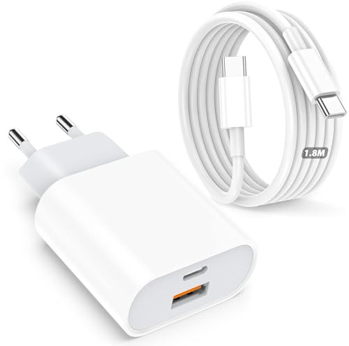 iPhone 17 USB C Ladegerät und Ladekabel, 25W 2 Port USBC Power Adapter mit 1,8M Schnellladekabel für iPhone 17 16 15 Pro Max/Plus, iPad Air/Pro,Samsung, Schnellladegerät Handy Netzteil Stecker Charger