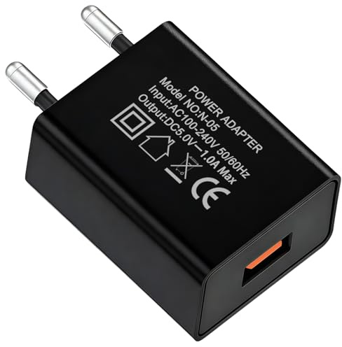 Netzstecker USB Ladegerät 5v 1a Netzteil 5v1a Stecker mit USB A Stromstecker 5W Ladekopf 5 Volt 1000mA Power Adapter 5v-1a Charger 5 Watts Ladestecker 5 Volt 1 Amp Steckdosenadapter für Samsung Uhr