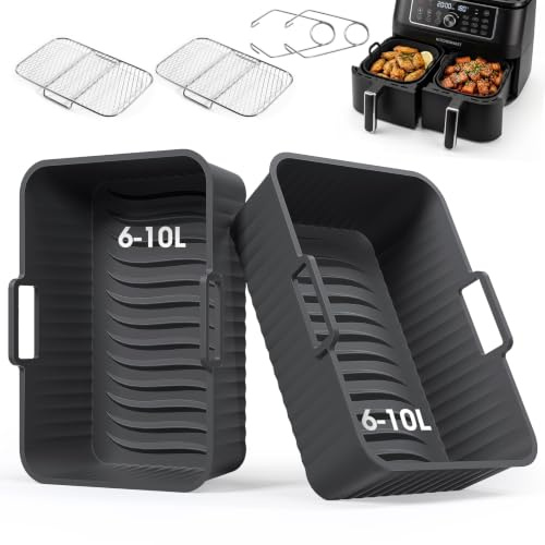 Oderra Silikonform für Heißluftfritteuse, Airfryer Zubehör | Silikon Einsatz Kompatibel mit Ninja Foodi Dual Zone AF400EU / Philips / Cosori / Moulinex, Antihaft-Backform für 6-10 Liter