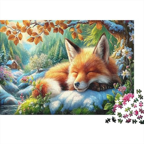 Fox 1000Stück BuntePuzzles Fox Herbst Stream Für Erwachsene Kinder Pädagogisches StressabbauSpielzeug Herausforderndes Moderne Porträts70x50cm/1000pcs
