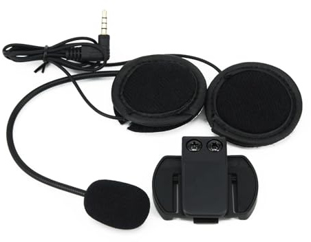 Cuffia cablata con microfono e altoparlante per citofono casco moto V6, jack da 3,5 mm compatibile con interfono, accessorio di montaggio a clip in ABS nero