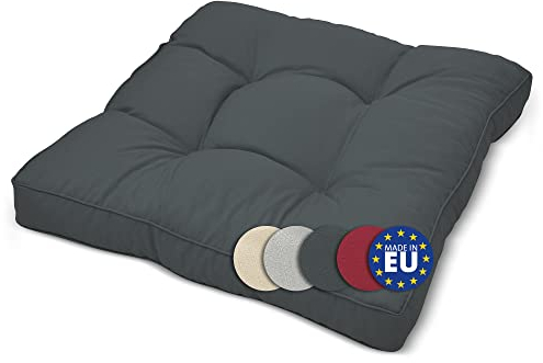 Beautissu Lounge Kissen Outdoor 70x70 cm Grau – Bequemes Sitzkissen Gartenstuhl 10 cm dick Sitzpolster Auflagen für Rattanmöbel Gartenmöbel Polster für Stühle Sessel Stuhlauflage Indoor – xLuna