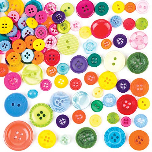 Baker Ross Assorted Multicoloured Buttons, Embellishments For Kids Arts and Crafts Activities (Pack of 600g) , Assorted , AV639
