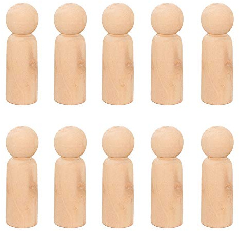 VOANZO 10 Stücke 63mm Unfinished Mädchen Holz Puppe Körper Engel Puppe Körper Peg, Holzpuppe Menschen für Kinder Kunst und Kreative DIY Handwerk (10-Jungen)