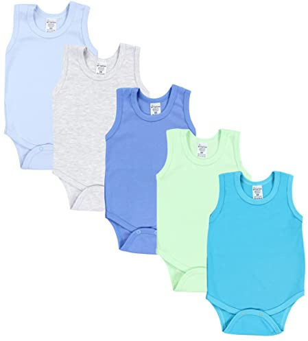 TupTam Baby Jungen Achselbody – Weicher Baby Body im 5er Pack aus Baumwolle, Body Baby Unifarben OEKO-TEX zertifiziert, Farbe: Farbenmix 2, Größe: 104