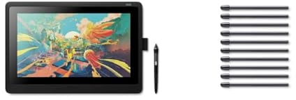 Wacom Cintiq 16 – Tavoletta Grafica con Schermo per Disegno Digitale, Penna Wacom Pen Pro 2, Full HD 1920 x 1080, Nero & ACK22211 Kit 10 Punte Standard per Pro Pen 2, Nero