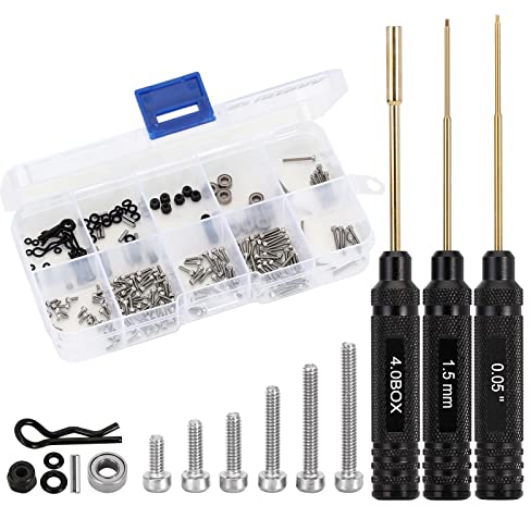 INJORA RC Auto Werkzeugsatz 3St Verhexen Schraubendreher 0.05 Zoll 1.5 mm, Hex Nut Drivers 4mm, Schrauben-Kit für Axial SCX24 C10 Deadbolt JLU Gladiator Bronco Anderes RC Modell