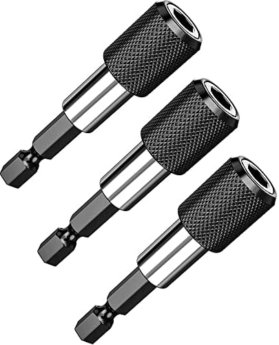 Bithalter Magnetisch, Fixinus 3 Stück Schnellwechsel Bithalter 1/4 Zoll Magnet Bithalter Akkuschrauber Geeignet für Bohrmaschine Schraubendreher Gewindeschraube, 60 mm Länge