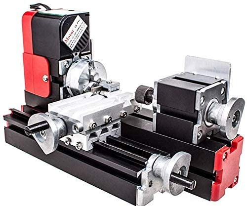 Mingfuxin Mini tornio in metallo CNC fai da te strumento da banco tornio in legno per hobby Sience Education Modelmaking (rosso)