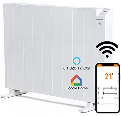 Mellerware - Emisor Térmico Bajo Consumo Comfy! 2000W WIFI | Programable 3 Modos +Temp. Ajustable + Función Ventana Abierta | Temporizador | Radiador Eléctrico 30m2 | Google Home Alexa |Large