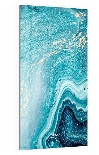 DEQORI Glas-Magnettafel | 50x100 cm groß | Motiv Meer aus Marmor | Memo-Board aus Glas | Magnetboard inkl. Magnete, Stift & Tuch für Küche & Büro | Tafel magnetisch & beschreibbar