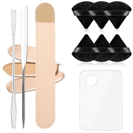 Acrylic Cosmetic Makeup Palette, Makeup Mixing Tray with Makeup Spatula Metal Mirror for Beauty Salon Color Cream Liquid Foundation Mixing Palette (10 Pcs Makeup Spatula Sets)