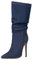 Stivali di Jeans a Spillo con Punta a Punta da Donna, Stivali al Polpaccio Blu lavati Carini alla Moda, Abito da Discoteca Sexy con Tacchi Alti,Dark Blue,38 EU