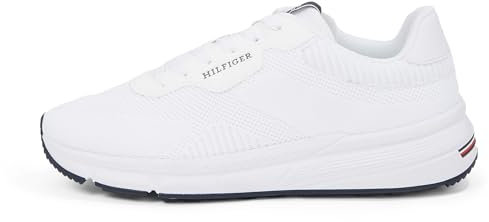 Tommy Hilfiger Low Profile Sneaker Hombre Lightweight Knit Calzado Deportivo, Blanco (White), 44