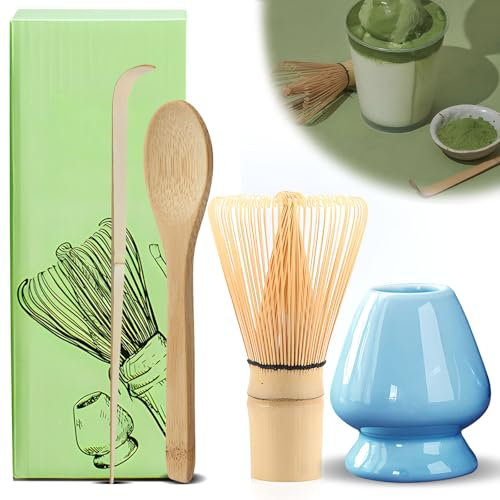 Matcha Kit 4 piezas Batidor te Matcha,Accesorio para la Ceremonia Japonesa del Matcha,Batidor Bambu te Matcha,Usado para Accessories for Making Matcha Tea