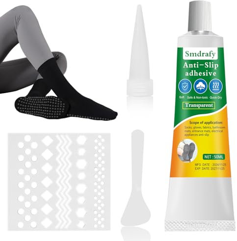 Smdrafy Sock Stop, Lot de Colle Antidérapante en Silicone Durable, Liquide Antidérapant pour Chaussettes, Transparente, pour chaussettes, tapis,50ml