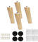 KINDPMA 4 Stück 15cm Möbelfüße Holz Schräg Eiche Möbelbeine Holzfüße für Möbel Tischbeine Schrankfüsse mit Montageplattes, Schraubens, und Leise Gummipads für Sofa, TV, Schrank, Bett, Tisch