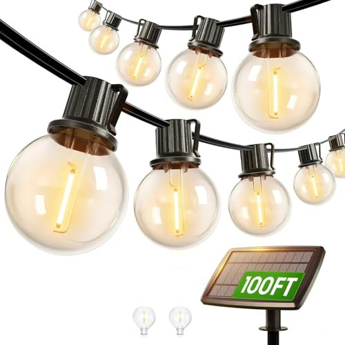 Svater Lichterkette Außen Solar G40 30m G40 Lichterkette Außen Solar Wasserdicht Wasserdicht 4 Modi Auto-On/Off Memory Funktion Solarbetrieben Für Patio Party Gazebo Weding