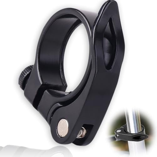 Bike Seat Post Clamp, Aluminum Alloy Quick Release Bicycle Seatpost Tube Clip 34.9 mm for Mountain Bike Road Bike Fixie Gear Track Bike Folding Bike(Black)