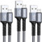 GHNTJAP Micro USB Cable 1M 3-Pack, USB to Micro USB Android Charger Cable, Braided Android Charging Cord Compatible with Galaxy S7 S6 S5, Kindle, Xbox, PS4 Controller - Grey