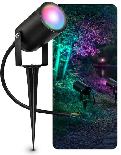 SSC-LUXon KALOA Gartenstrahler schwarz Erdspieß Smart GU10 WLAN RGBW IP65 | Erdspießstrahler mit Smart-Licht - per App steuerbar, RGB-Farblicht, für Beete, Pflanzen & Wege, inkl. GU10 LED