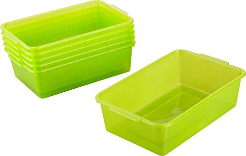 Kigima Aufbewahrungskorb 25x16x7cm 1,8L 6er Set – Allzweckkorb aus robustem Plastik (BPA-frei) – Aufbewahrungsbox für Küche & Bad – Haushaltskorb zur Aufbewahrung – Korb für Aufbewahrung – Grün