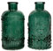 Glasvase Ornament, Vase grün H:12 cm (2er Set) - kleine Vase zur Tischdekoration, Hochzeit, Geburtstag
