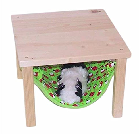 Hängemattengestell mit 1 Hängematte für Meerschweinchen, Kleintiere, Muster Marienkäfer