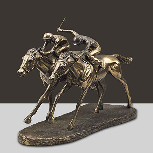 Sammlerstück Bronze Doppel Pferd hochwertigen Ornamente Statue, Kreative Guss Kupfer Hauptdekorationen, Büro Wohnzimmer Harz Deko Statue Pferd(Farbe: Bronze) (A)