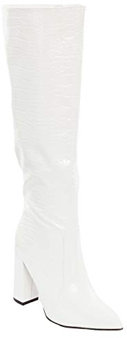 Toocool - Stivali Donna Scarpe a Punta Coccodrillo Ginocchio Tacchi Alti X8062 [37,Bianco]
